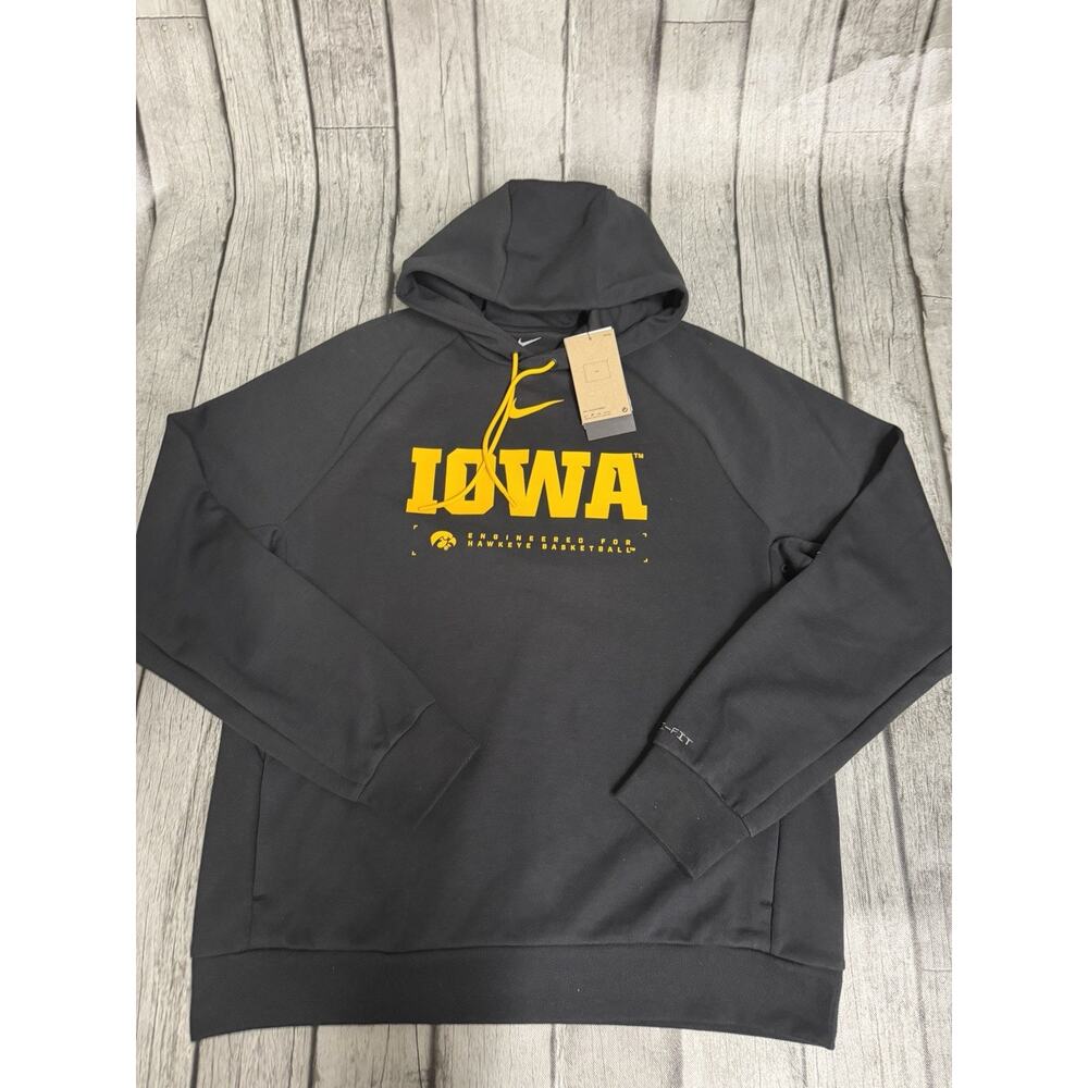 NWT Men’s Nike Iowa Hawkeyes 2025 Courtside Practice Hoodie Large Black Dri-Fit